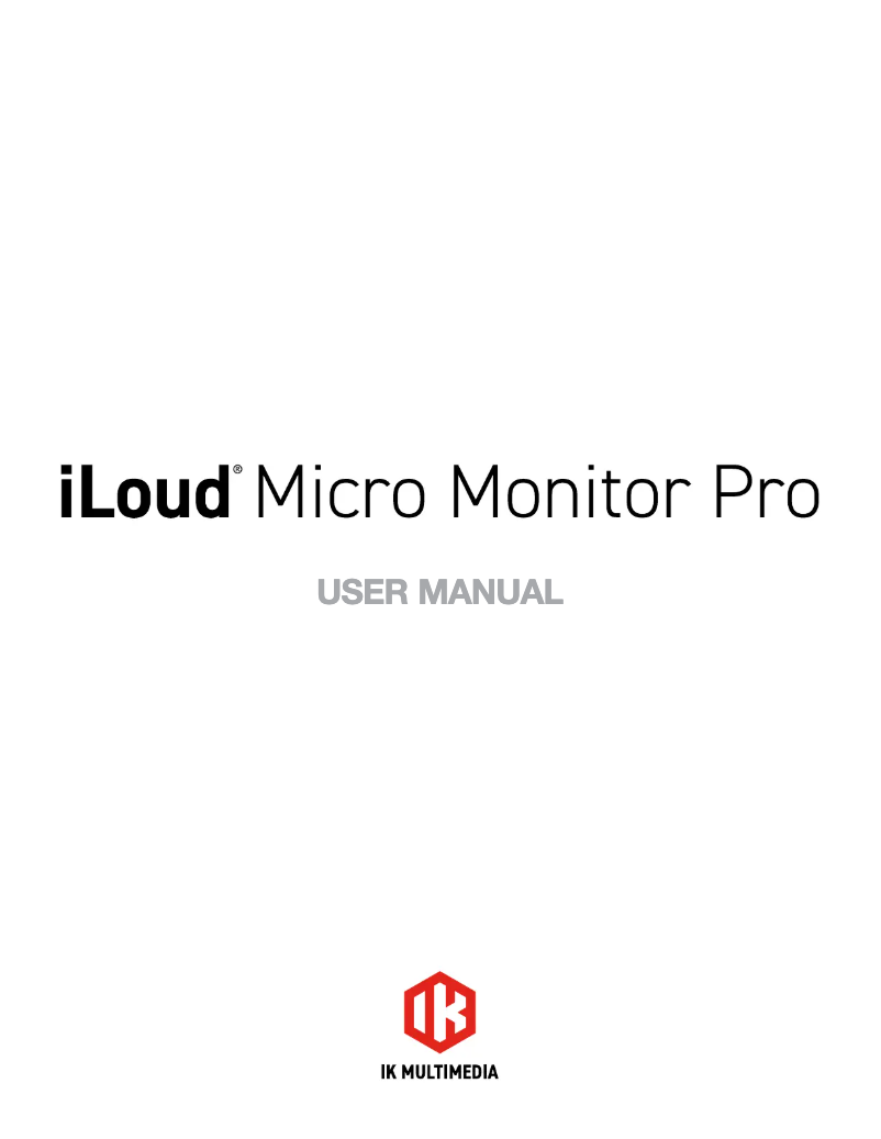 Page n°1 - Manuel utilisateur IK Multimedia iLoud Monitor Pro