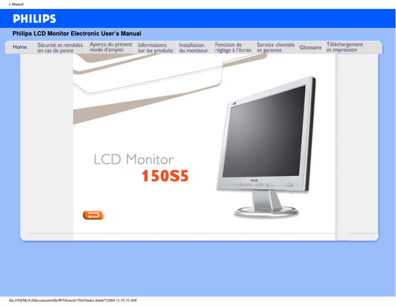First page image of the manual for 150S5FB
