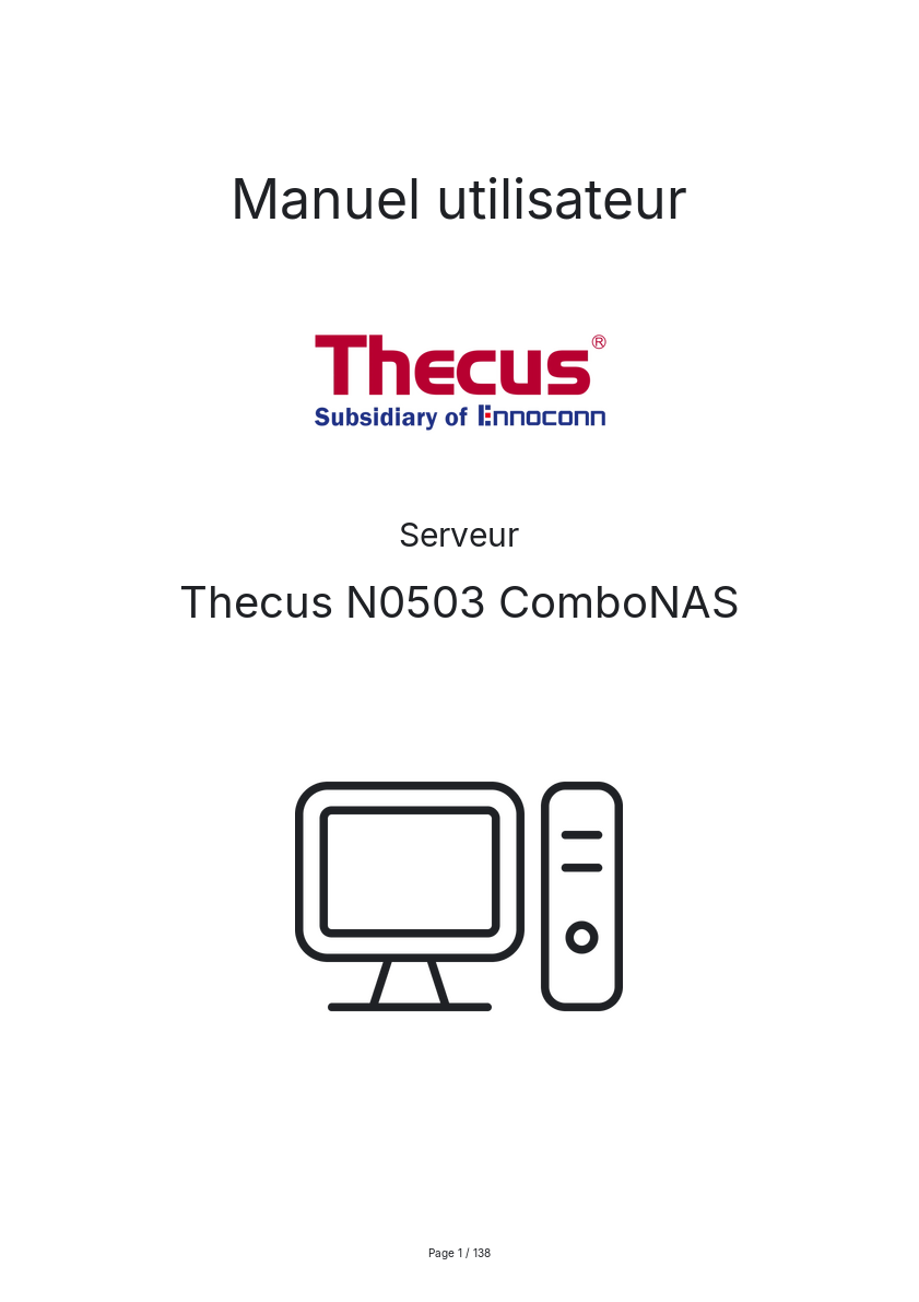 Image de la première page du manuel de l'appareil N0503 ComboNAS