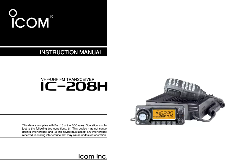 Page n°1 - Manuel utilisateur ICOM IC-208H