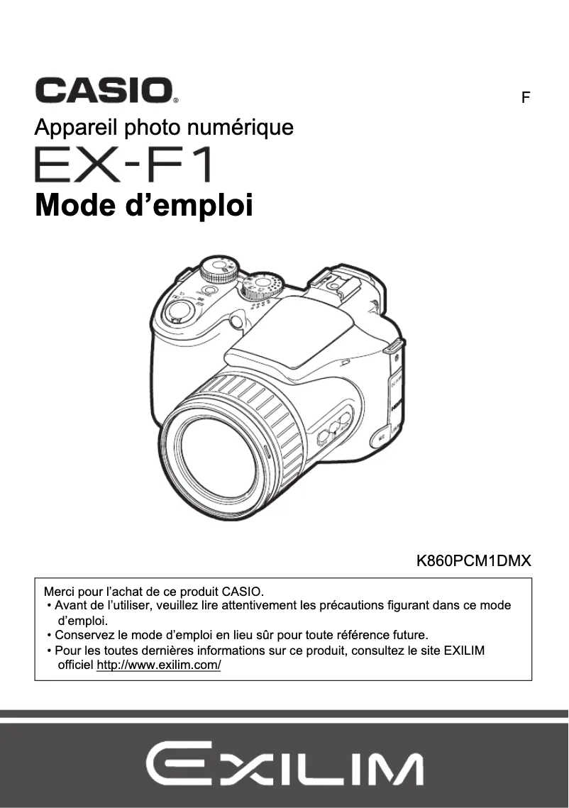 Page 1 de la notice Manuel utilisateur Casio Exilim EX-F1