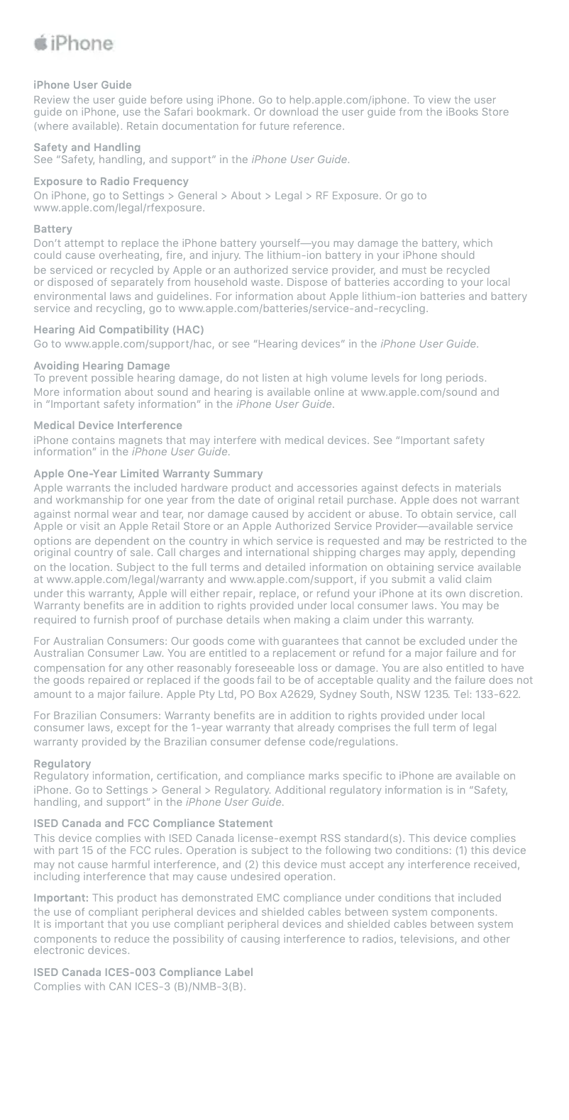 Page 1 de la notice Brochure Apple iPhone 8 Plus