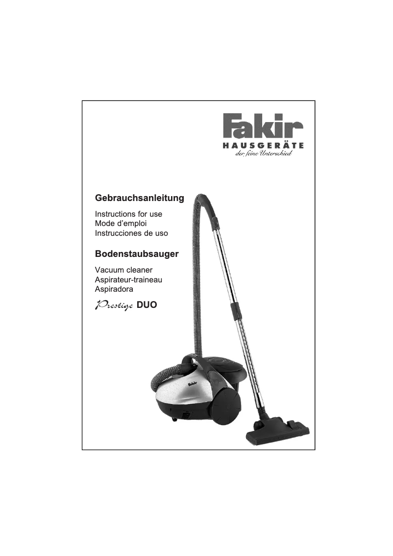 Página 1 del manual Manual de usuario Fakir Prestige Duo 8504