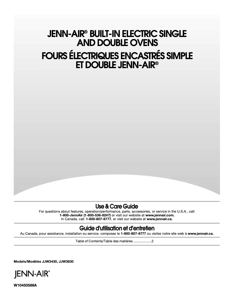 Page n°1 - Manuel utilisateur JennAir JJW3430WB