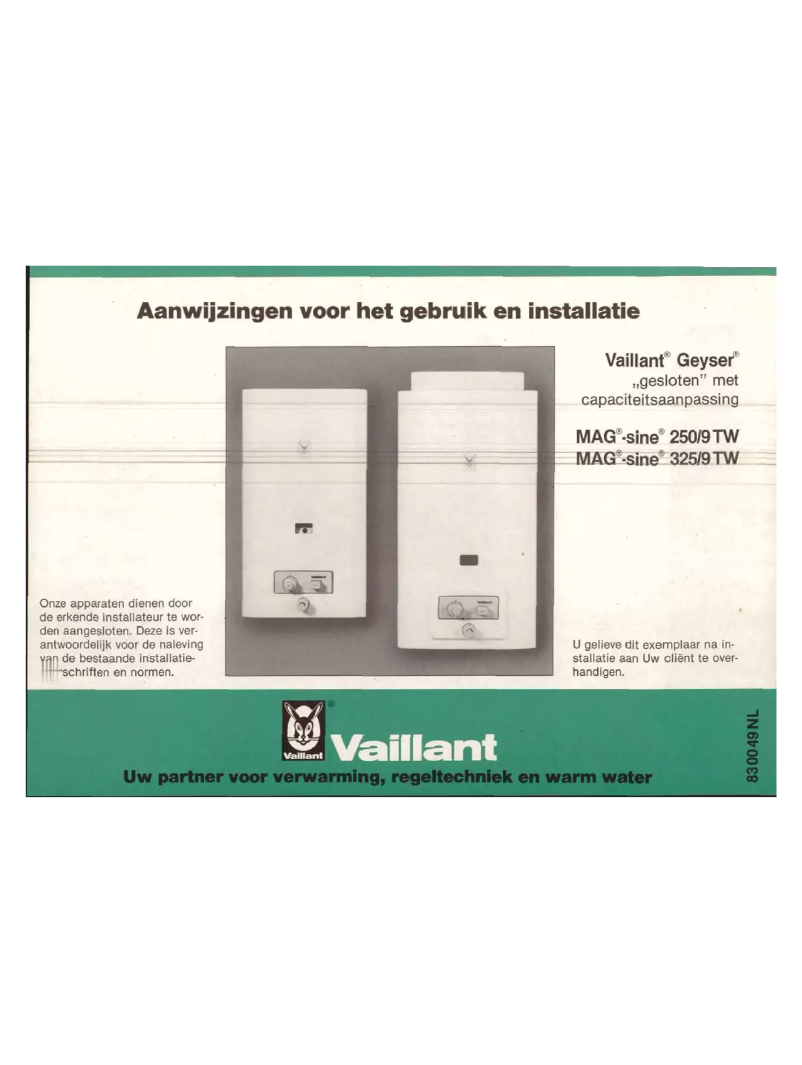 Page n°1 - Manuel utilisateur Vaillant MAG-sine 250/9