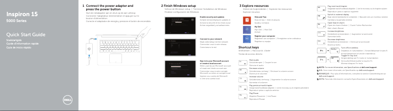 Page 1 de la notice Guide d'installation Dell Inspiron 5542
