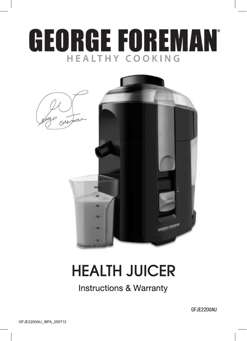Page n°1 - Manuel utilisateur George Foreman GFJE2200AU