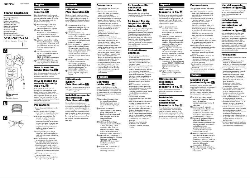 Imagen de la primera página del manual del dispositivo MDR-NX1A