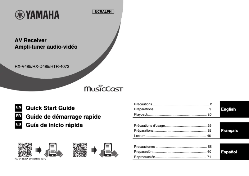 Page n°1 - Manuel utilisateur Yamaha YHT-5950U