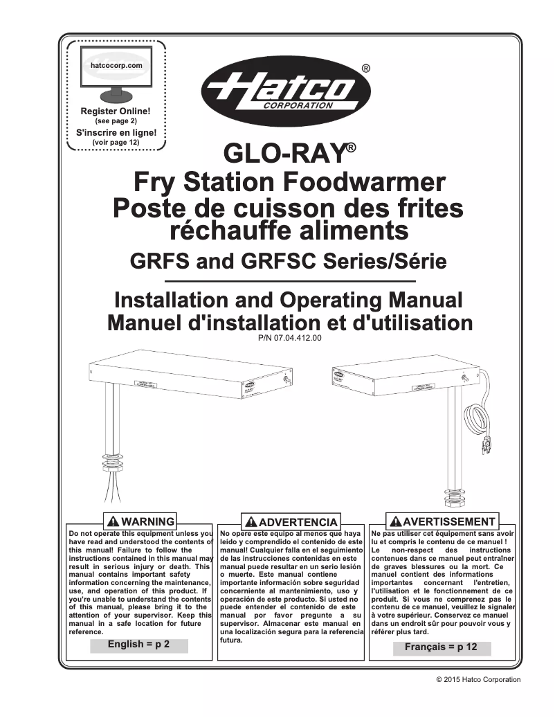 Page n°1 - Manuel utilisateur Hatco Glo-Ray GRFS-24