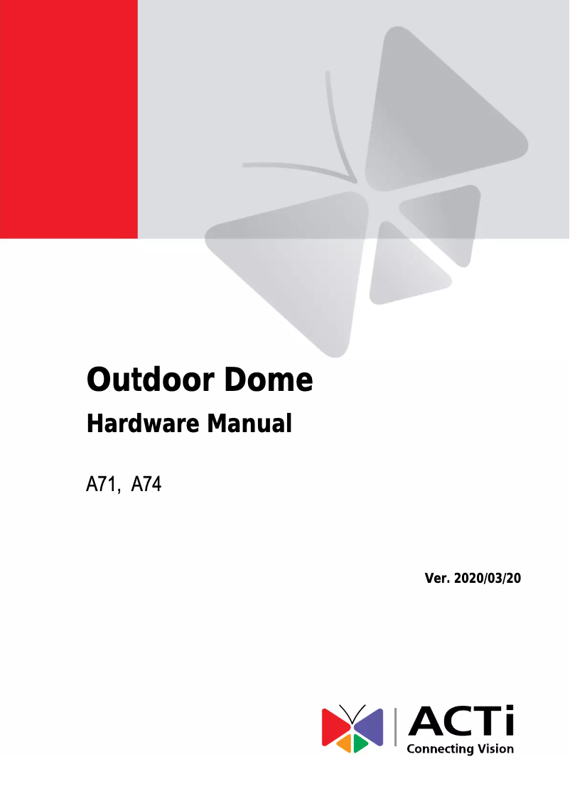 Page 1 de la notice Manuel utilisateur ACTi A74