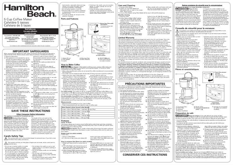 Page n°1 - Manuel utilisateur Hamilton Beach 46111