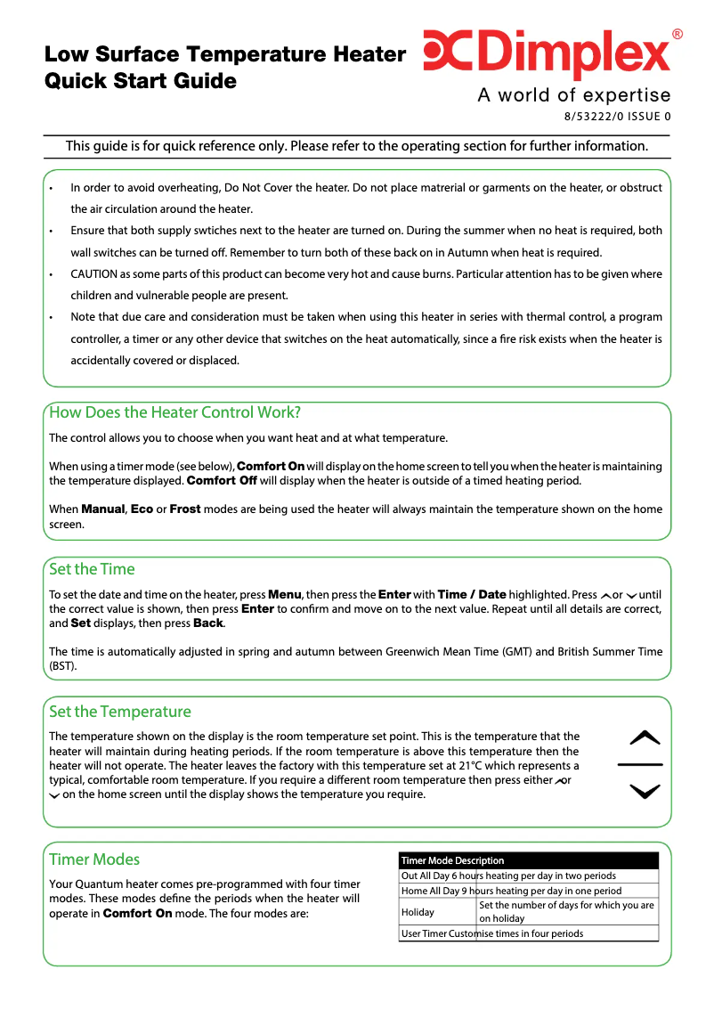 Page 1 de la notice Manuel utilisateur Dimplex LST050
