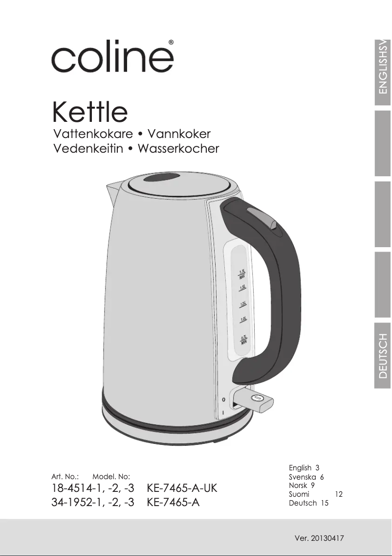 Page 1 de la notice Manuel utilisateur Coline KE-7465-A