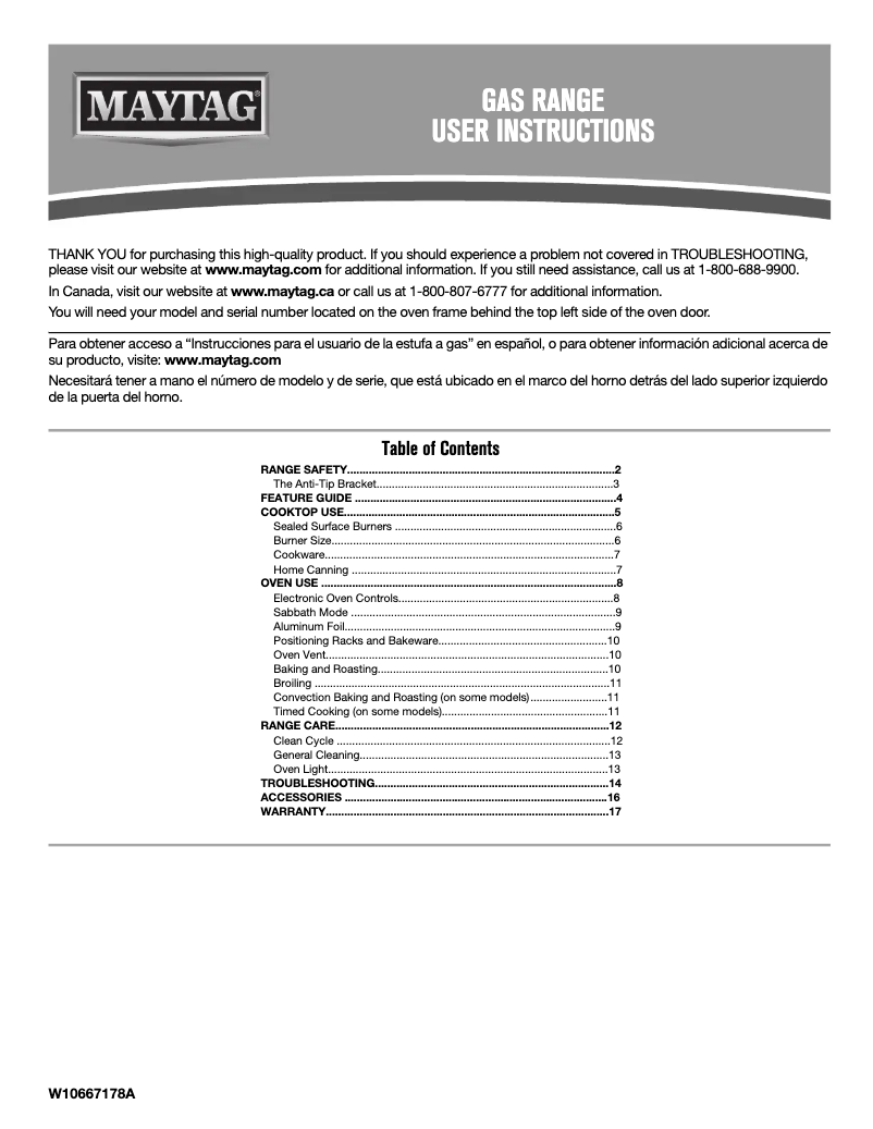 Page n°1 - Manuel utilisateur Maytag MGR8700DB