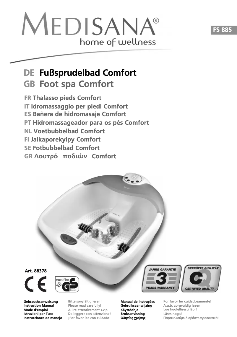 Page 1 de la notice Manuel utilisateur Medisana FS 885