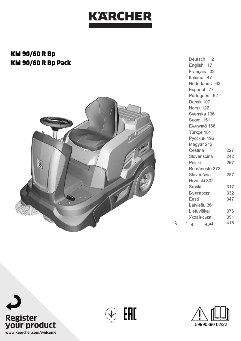 Image de la première page du manuel de l'appareil KM 90/60 R Bp Pack