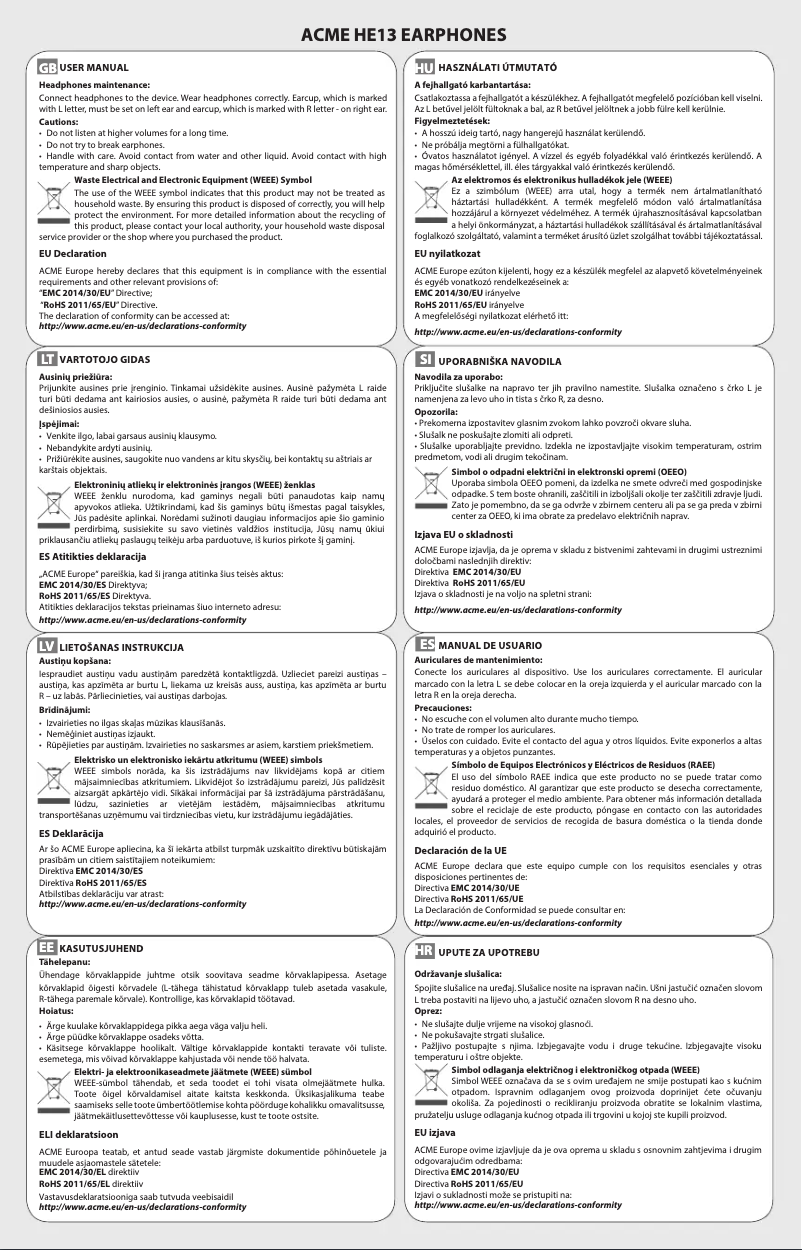 Page n°1 - Manuel utilisateur Acme Made HE13