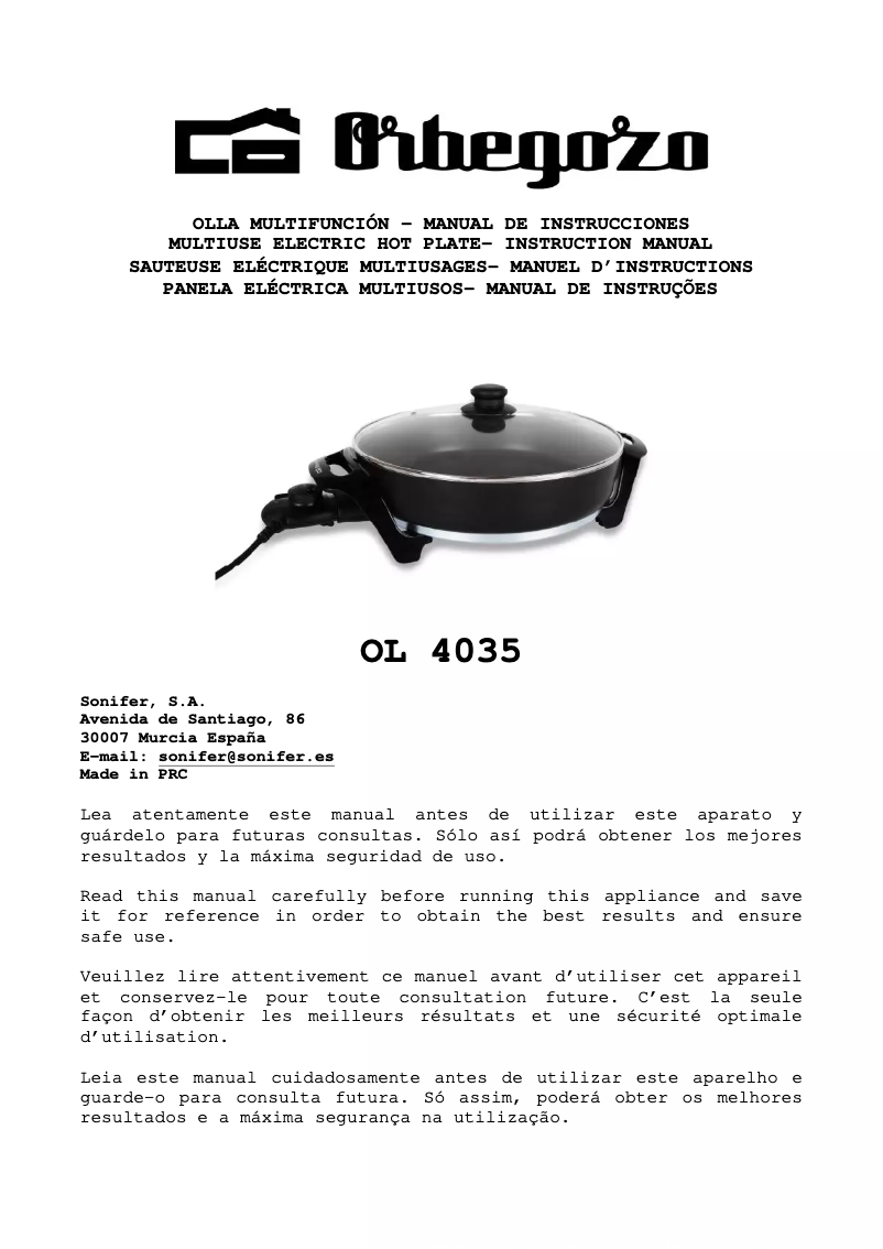 Page n°1 - Manuel utilisateur Orbegozo OL 4035