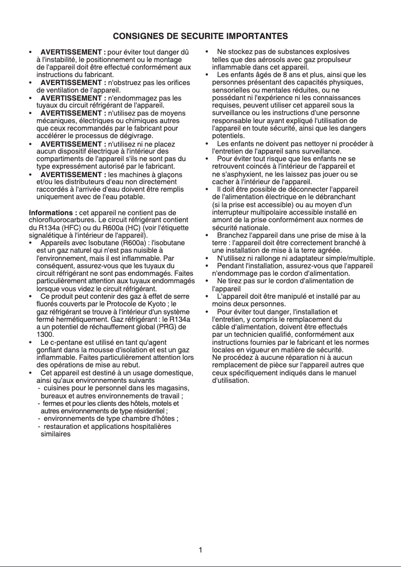 Page 1 de la notice Manuel utilisateur Hotpoint ZSZ 12 A1 D/HA