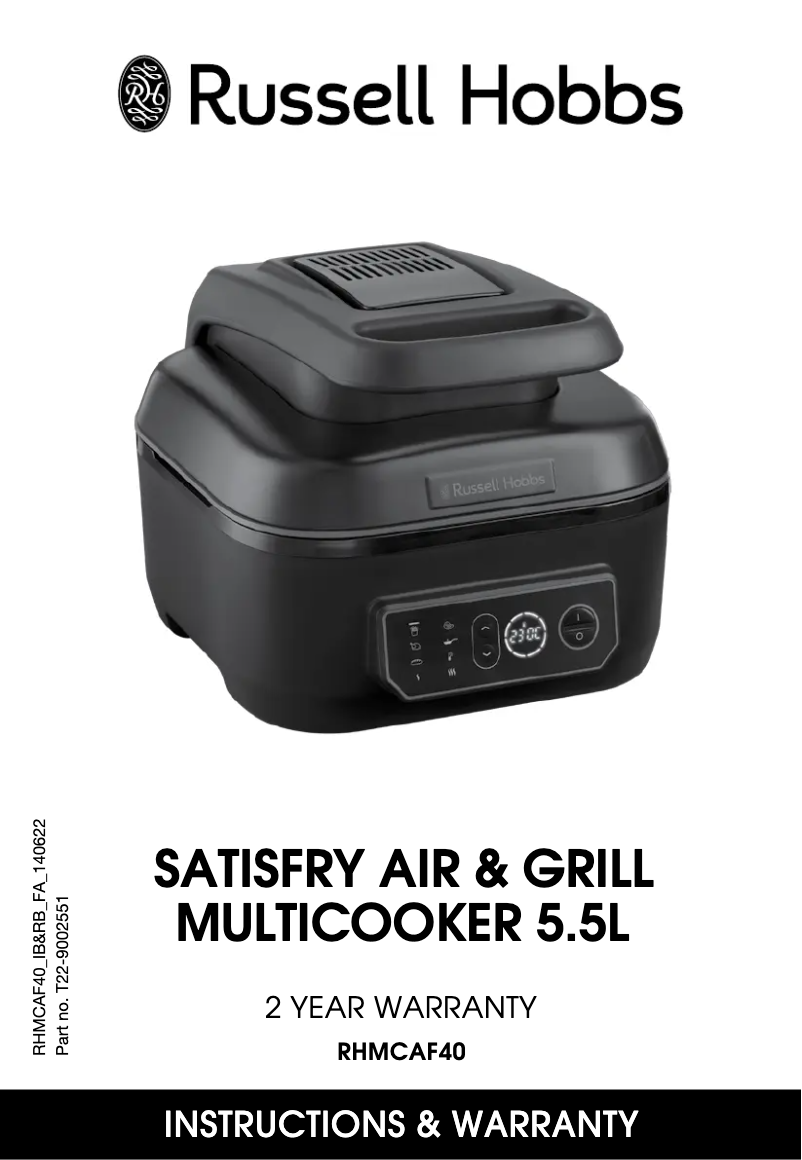 Page 1 de la notice Manuel utilisateur Russell Hobbs Satisfry RHMCAF40