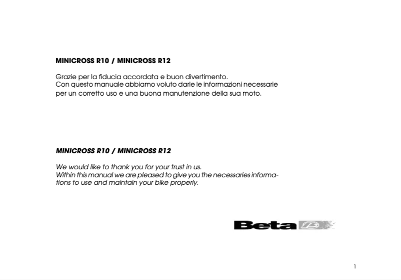 Imagen de la primera página del manual del dispositivo Minicross R12 (2008)