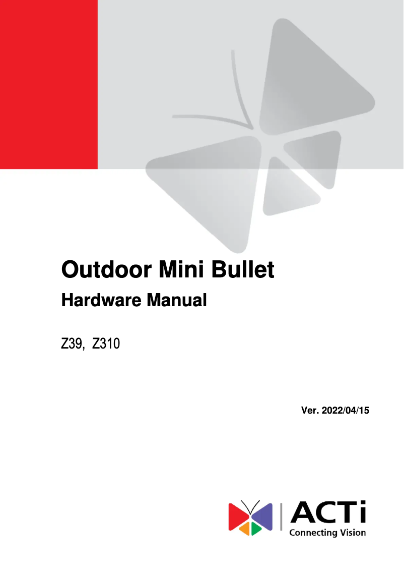 Page n°1 - Manuel utilisateur ACTi Z310