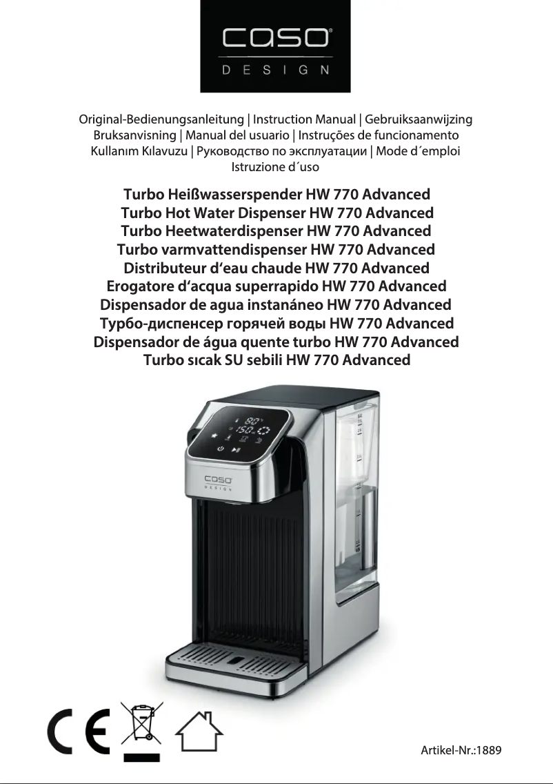 Page n°1 - Manuel utilisateur Caso HW 770 Advanced