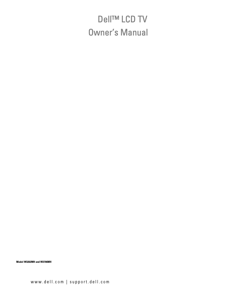 Image de la première page du manuel de l'appareil W3706MH