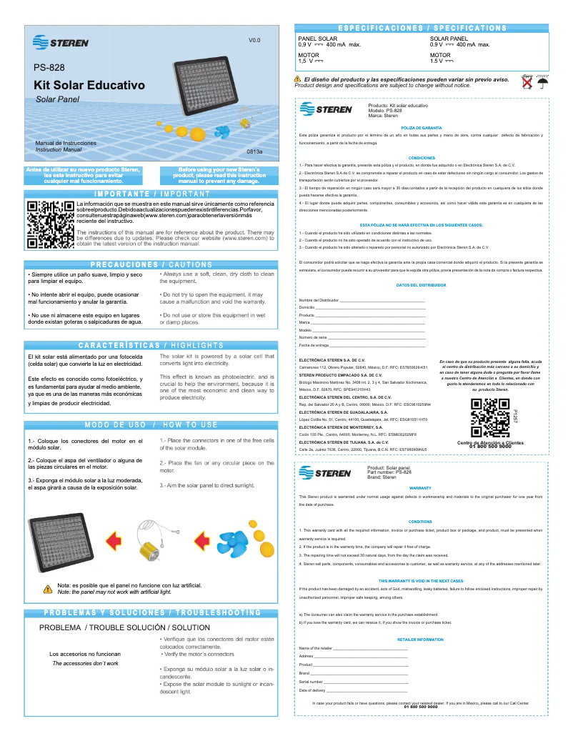 Page n°1 - Manuel utilisateur Steren PS-828