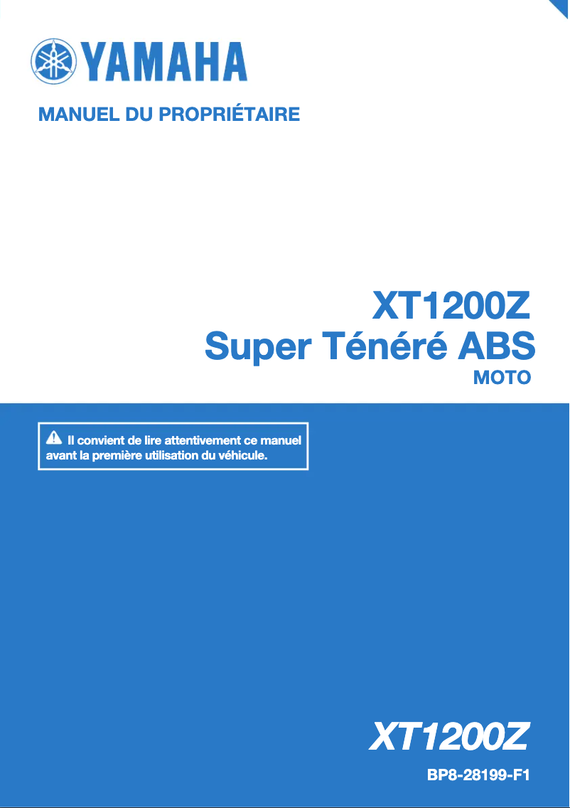 Image de la première page du manuel de l'appareil XT1200Z (2019)