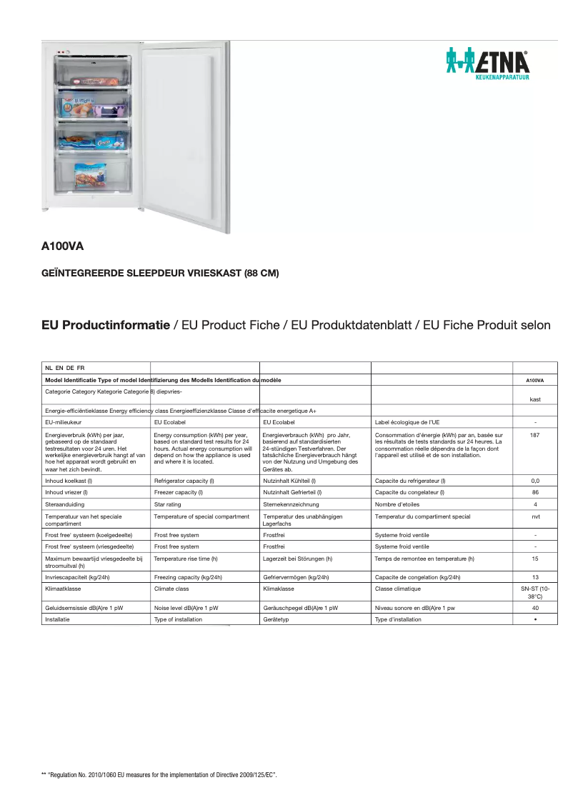 Page n°1 - Fiche technique Etna A100VA