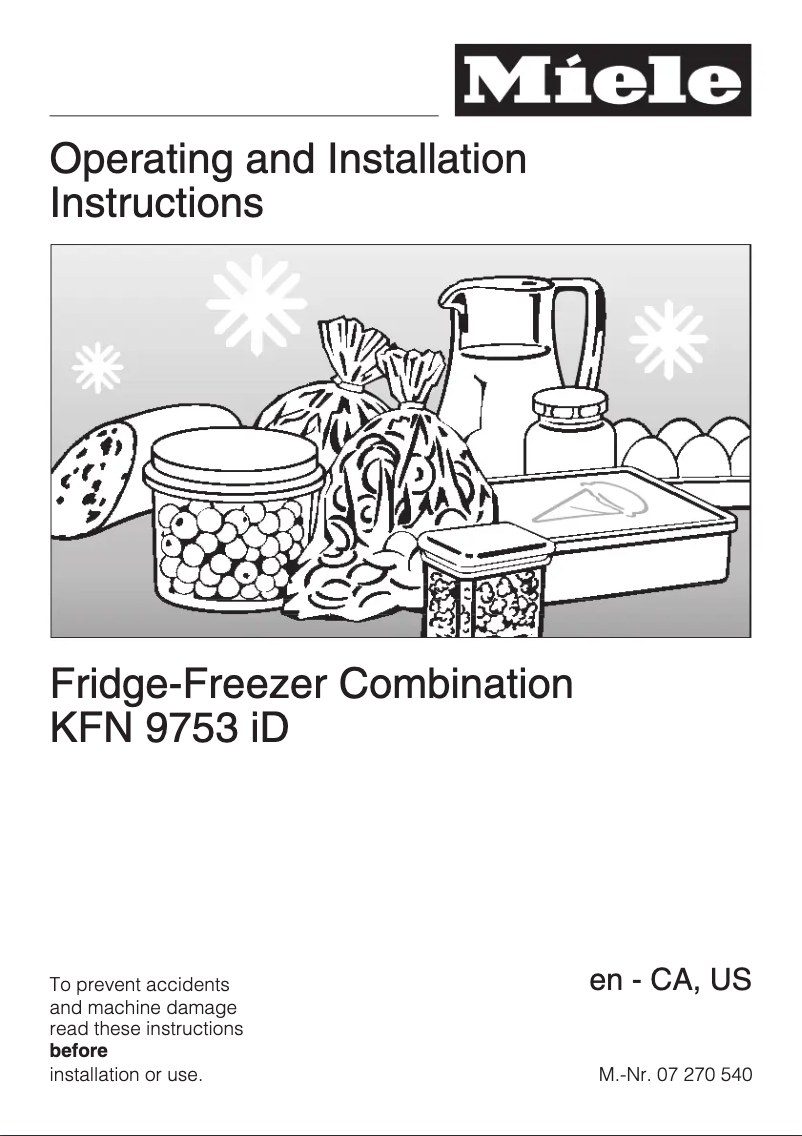 Page 1 de la notice Manuel utilisateur Miele KFN 9753 iD
