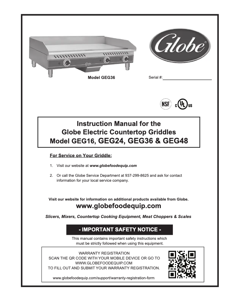 Page n°1 - Manuel utilisateur Globe GEG36