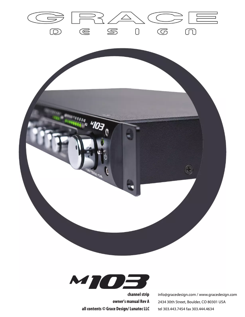 Page 1 de la notice Manuel utilisateur Grace Design m103