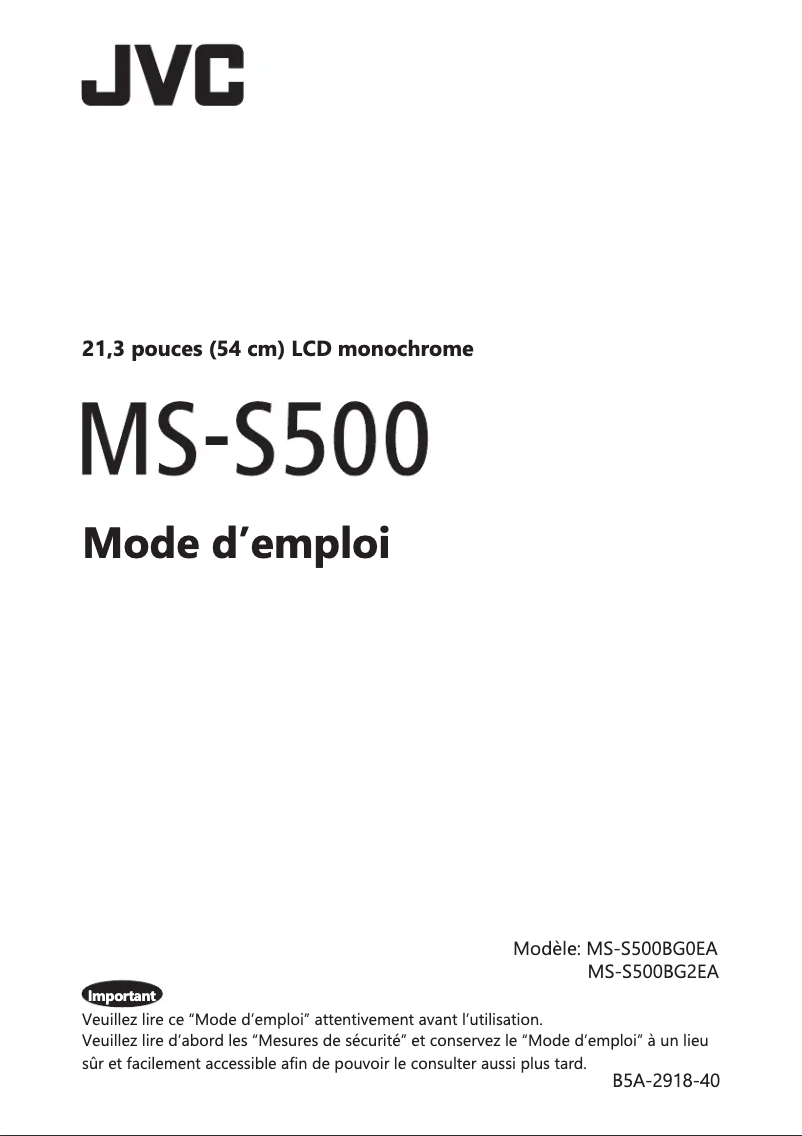Page n°1 - Manuel utilisateur JVC MS-S500