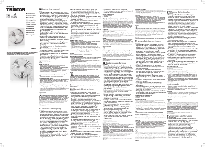 Page 1 de la notice Manuel utilisateur TriStar VE-5904