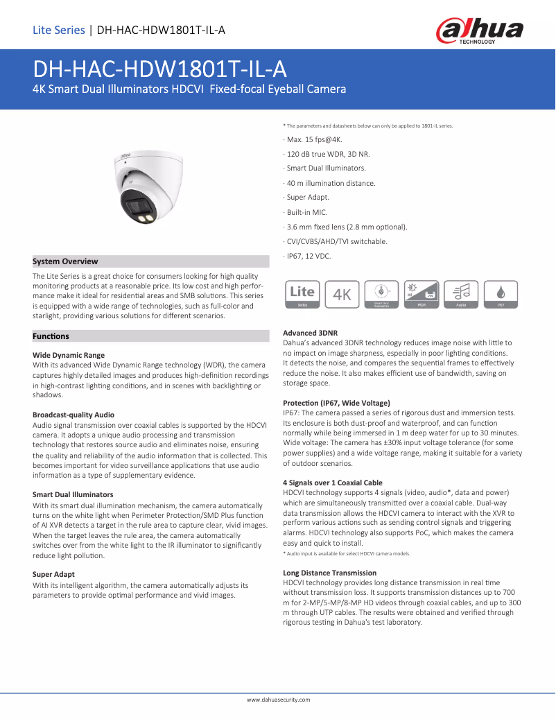 Image de la première page du manuel de l'appareil HAC-HDW1801T-IL-A