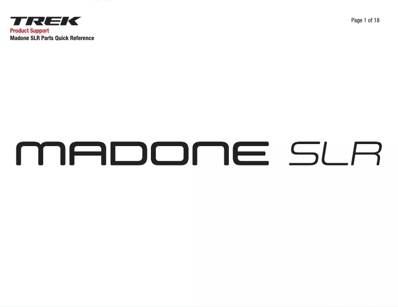 Page n°1 - Guide de démarrage rapide Trek Madone SLR