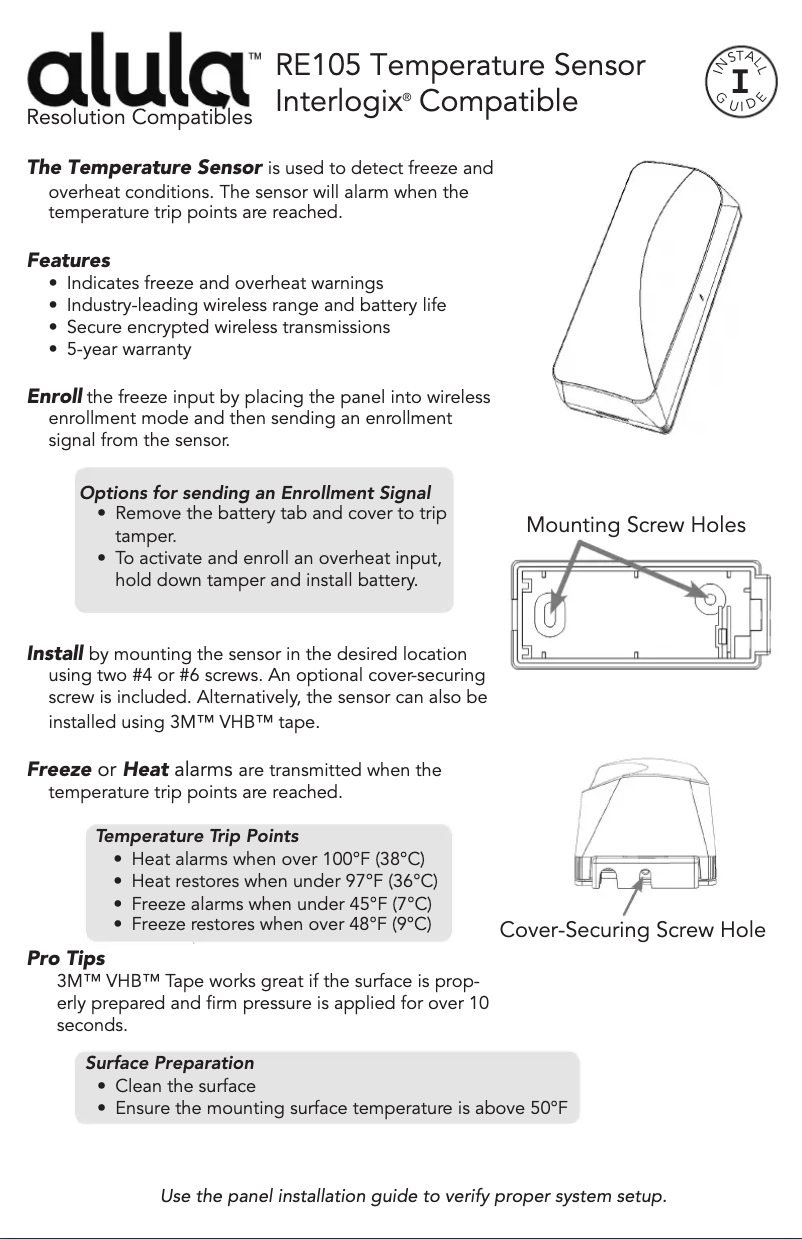 Page 1 de la notice Manuel utilisateur Alula RE105
