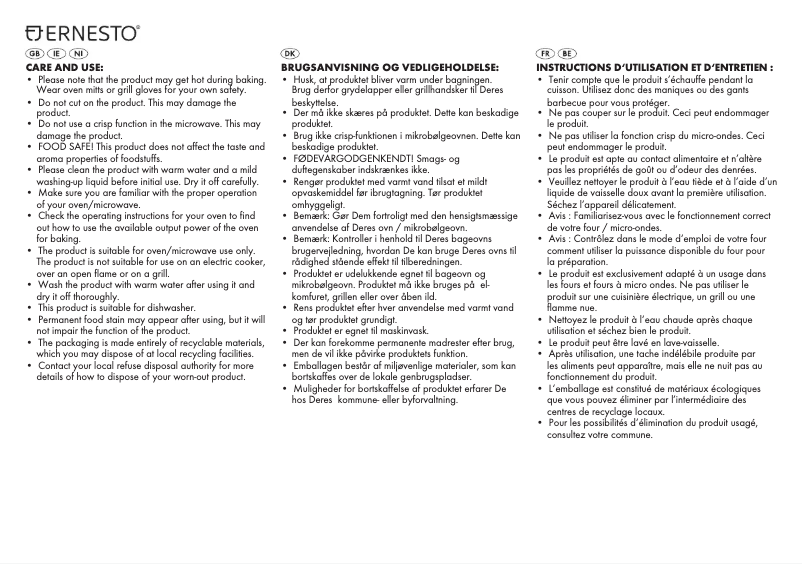 Page 1 de la notice Manuel utilisateur Ernesto HG03903A