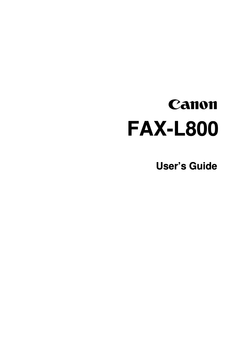 Page 1 de la notice Manuel utilisateur Canon FAX-L800