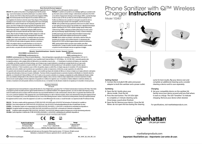 Page 1 de la notice Manuel utilisateur Manhattan 102407