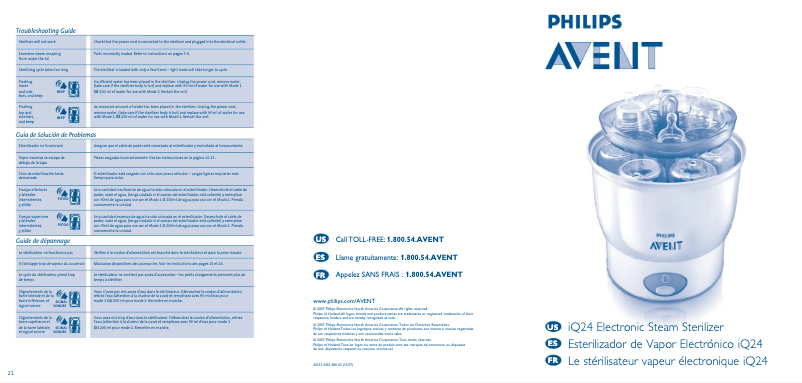 Page 1 de la notice Manuel utilisateur Philips Avent SCF276
