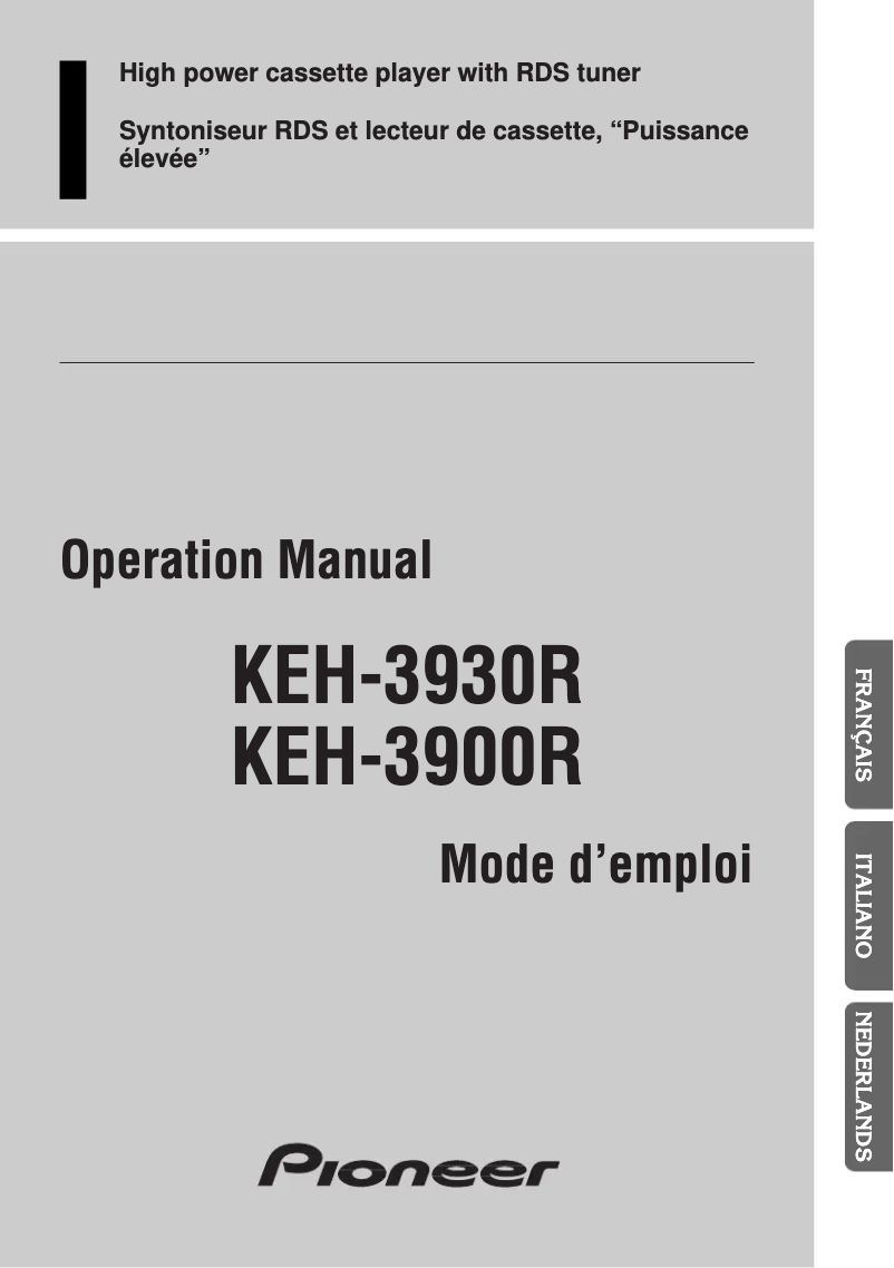Page n°1 - Manuel utilisateur Pioneer KEH-3900R