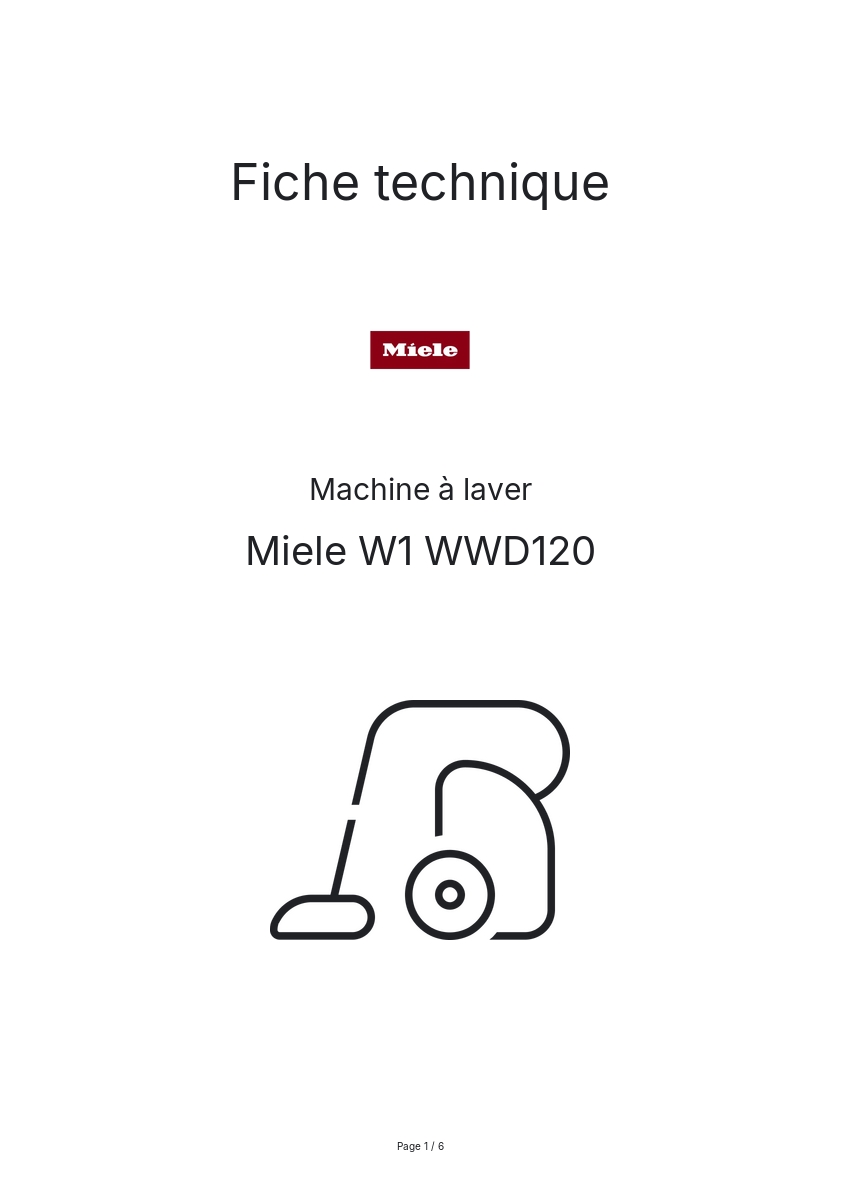Page n°1 - Fiche technique Miele W1 WWD120