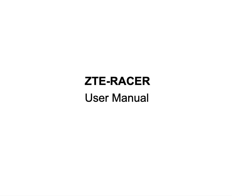 Page 1 de la notice Manuel utilisateur ZTE Racer