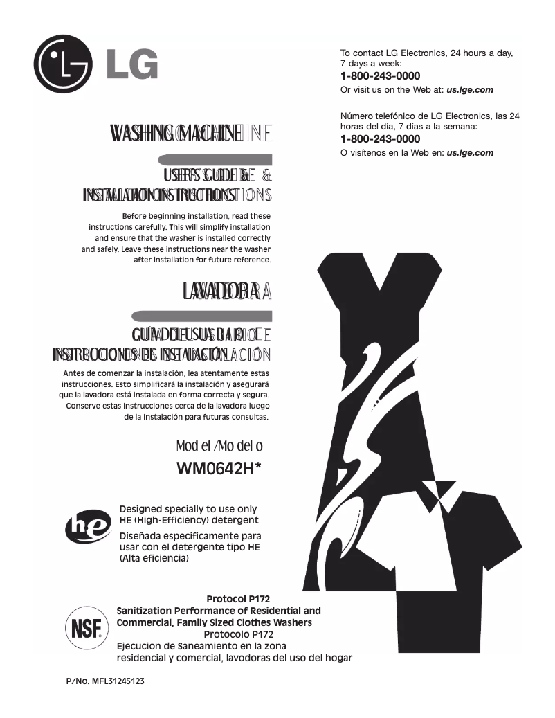 Page 1 de la notice Manuel utilisateur LG WM0642HW