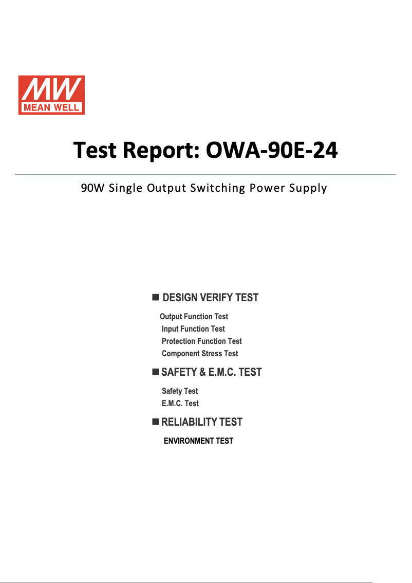 Page 1 de la notice Fiche technique Mean Well OWA-90E-24