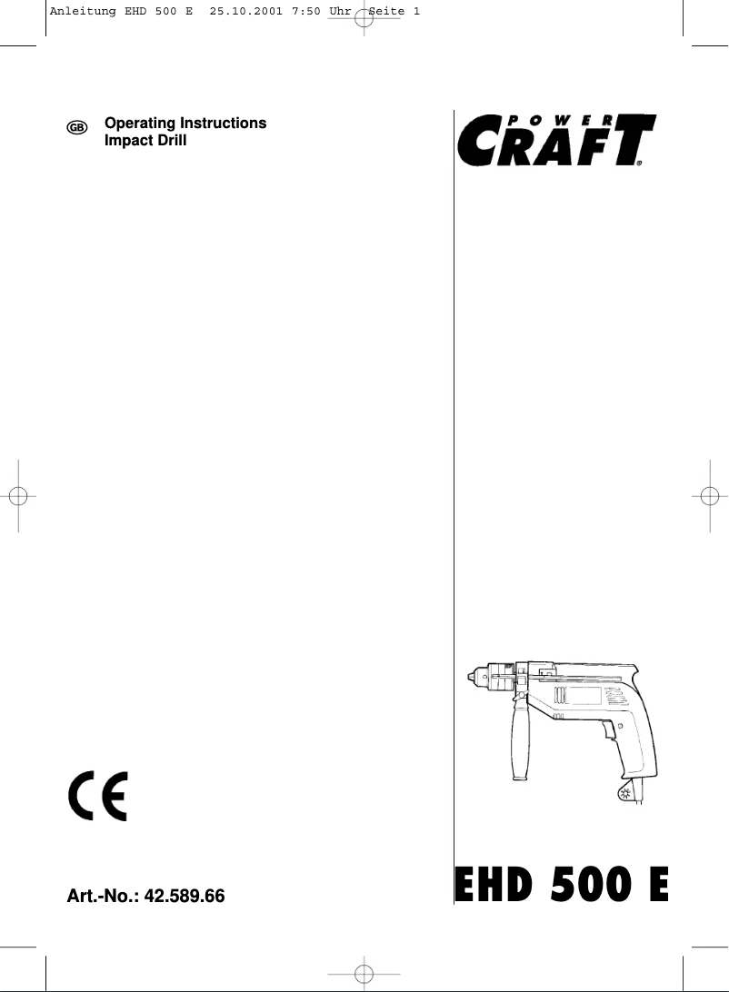 Page 1 de la notice Manuel utilisateur Power Craft EHD 500 E